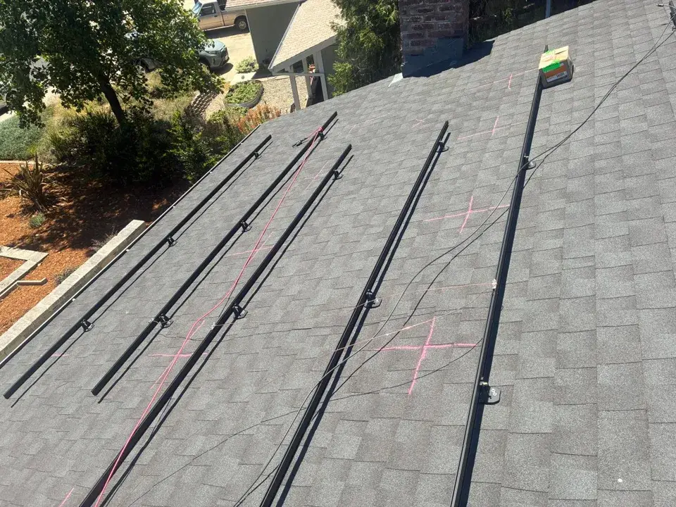 New solar racking going onto a roof