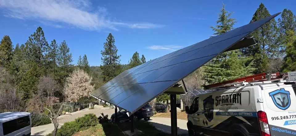 Elevated solar array installed by Spartan
