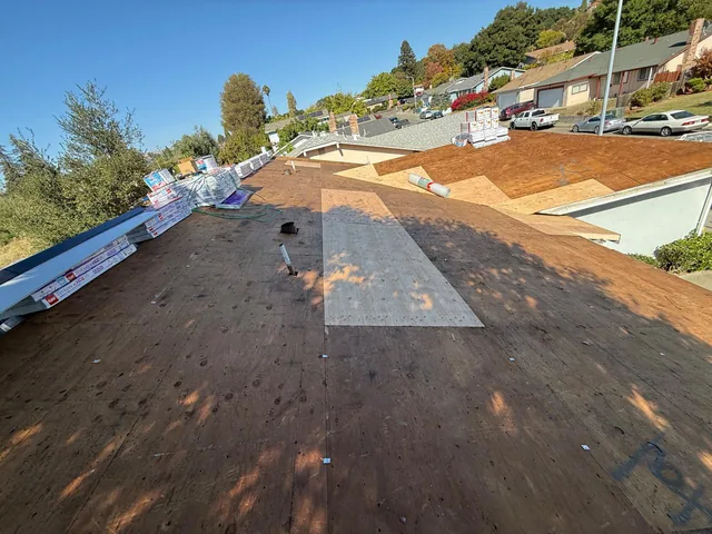 Replacement roof decking installed during a Spartan re-roof